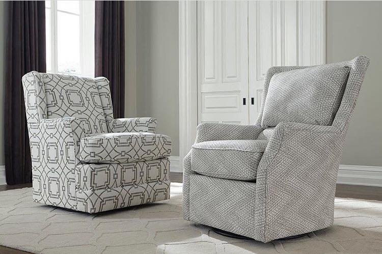 Black and white Loren and Valerie chairs by England Furniture in a gray and white room